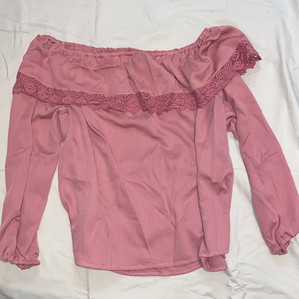 Muave off the shoulder blouse